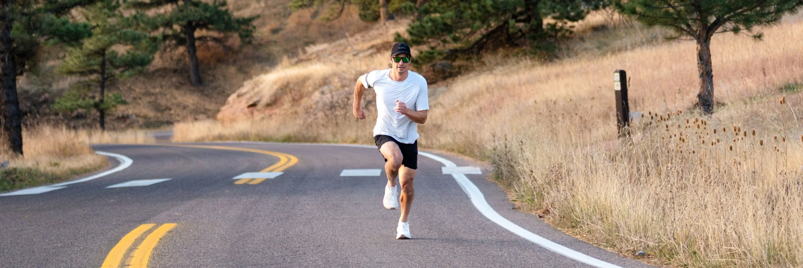 Running uphill outdoors in Lems running shoe